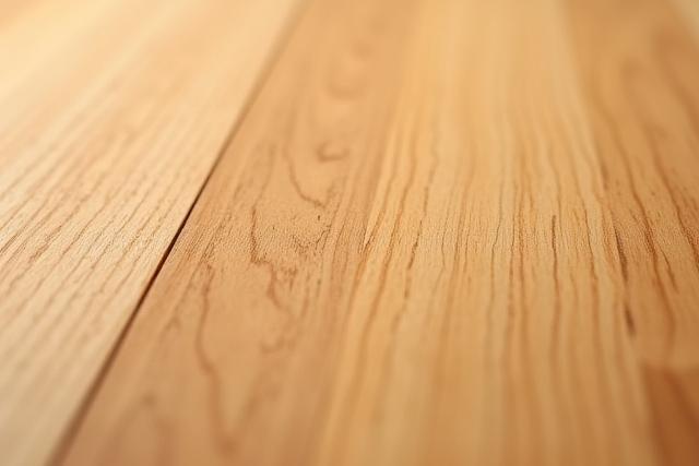 Nærbilde av et vakkert treverk som viser naturlige årer og tekstur, klart for installasjon.